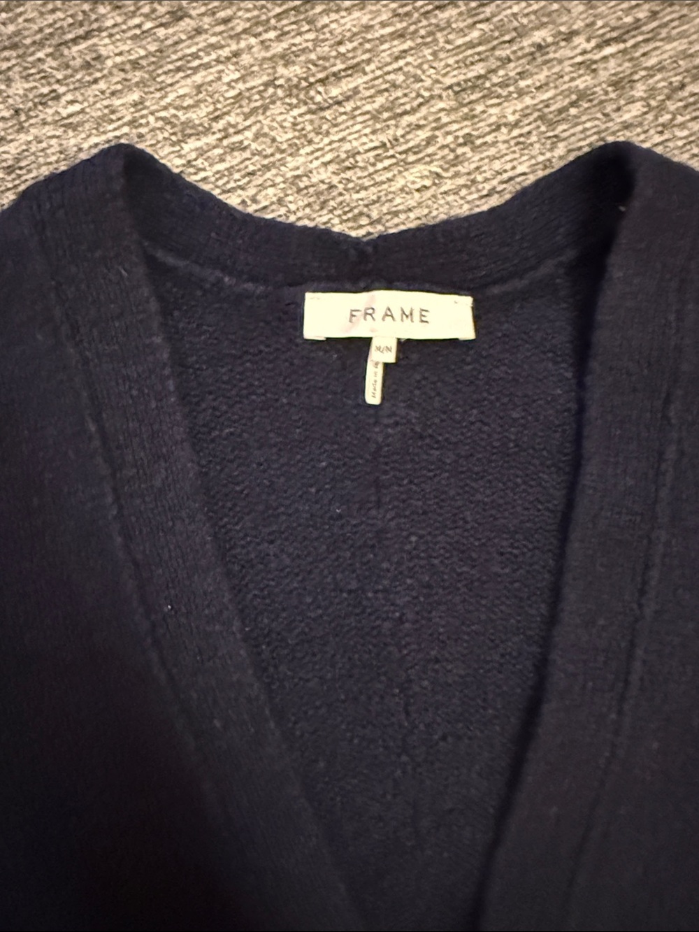 Frame Navy V-Neck Button Cardigan - Picture 2 of 3